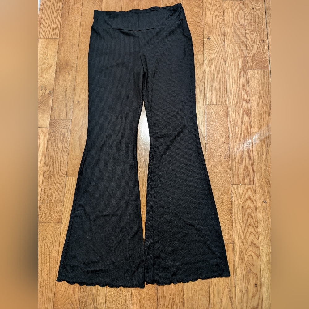 Flare ribbed knit pants